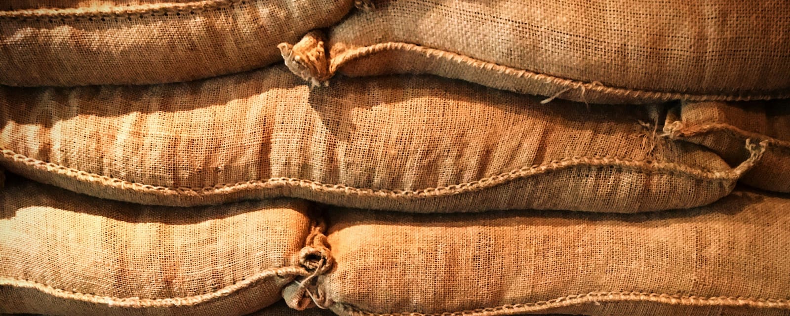 Sacks of green coffee bonded in the warehouse